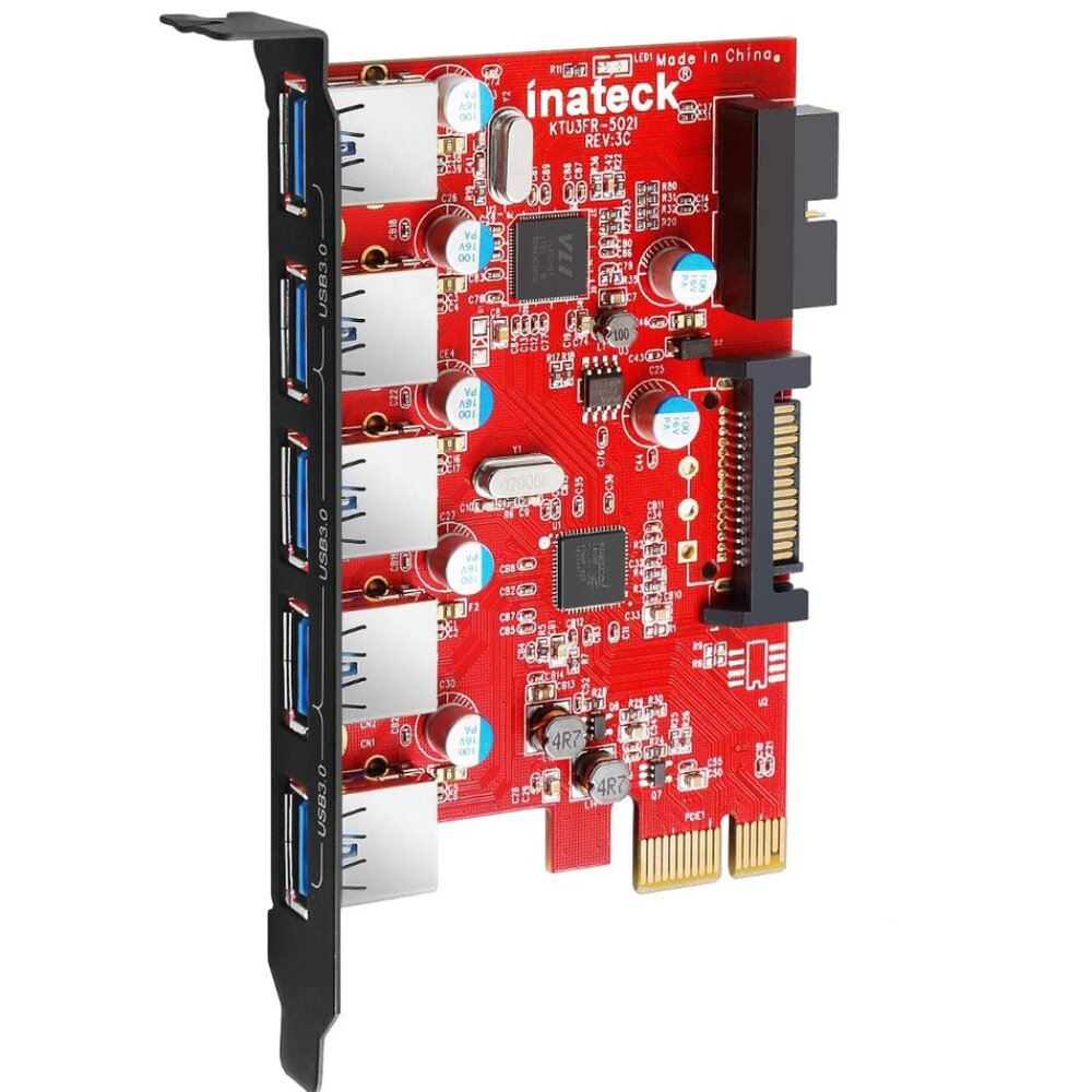 🔗 Inateck 🔗  PCIe to USB 3.0 (5 Ports) PCI Express Card